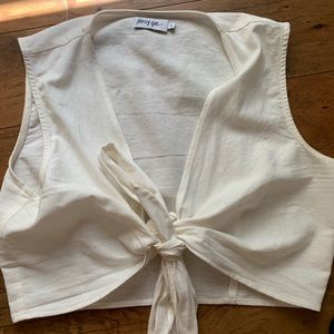 NASTYGAL White Cropped Tie Top